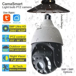 4MP / 5MP Tuya polttimolamppu kamera Wifi IP PTZ ulkona videovalvonta Ihmiskehon liikkeentunnistus väri Night Vision kodin turvallisuus