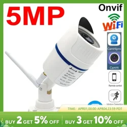 5MP kamera IP WiFi Waterproof Waterproof Waterproof Surveillance kamera wideo bezprzewodowe audio wykrywanie ciała ludzkiego RTSP Onvif Camhipro