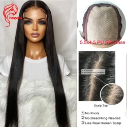 Hesperis Top 5.5x4.5 Scalp Cap HD Lace Front Wig Straight Silk Base Lace Front Lasulje iz človeških las, predhodno oskubljene brazilske lasulje Remy