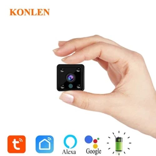 Nhỏ Mini Tuya Cuộc Sống Thông Minh Camera Wifi IP Không Dây Pin Video HD 1080P Camera Quan Sát Bảo Mẫu Body Cam Đêm An Ninh Tại Nhà google Alexa