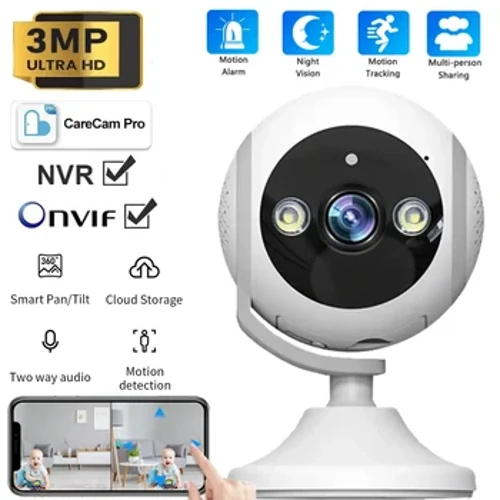 Camera Ciwb Cartref 3MP Wifi Panoramig HD 180 ° Ongl Eang PTZ AI Sgrin Ddeuol HDRI Allbwn Camera Diogelwch Canfod Corff Awtomatig