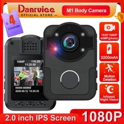 Danruiee M1 Full HD 1080P Body 40MP Cảnh Sát Đầu Ghi Pin 3200MAH Bodycam Ngực Camera Quan Sát Ban Đêm Mini Body cam