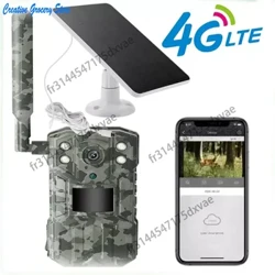 Caméra de chasse solaire 4G, 14mp, carte SIM 4g, étanche, détection de mouvement PIR 20M, pour la faune, avec dispositif de Vision nocturne 30M
