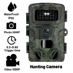 Săn Đường Mòn Camera 36MP 1080P IP66 Chống Nước Hồng Ngoại PIR Tầm Nhìn Ban Đêm Động Vật Hoang Dã Cam Giám Sát Theo Dõi Camera Mini