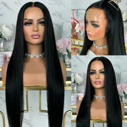 Gara, 28 collu, mīksta, melna, zīdaini taisna, 5x5 zīda bāzes ebreju cilvēku matu parūka Glueless BabyHair HD mežģīnes Eiropas matu iepriekš noplūkta parūka