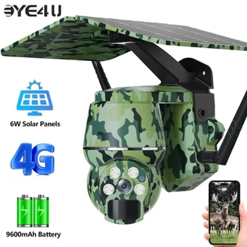 Caméra de sécurité à batterie solaire 4G, 4mp, sans fil, pour l'extérieur, détection humaine/animale, PIR, chasse, CCTV, étanche, pour la faune