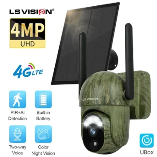 LS VISION 2K 4G Solar Security Camera Wireless Outdoor Human/Animal Detection Kulay Night Vision IP66 Waterproof Wildlife Camera