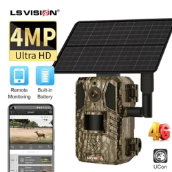 LS VISION 4G caméra de chasse solaire extérieure 4MP Vision nocturne PIR détection de mouvement 7800mAh batterie étanche caméra de faune