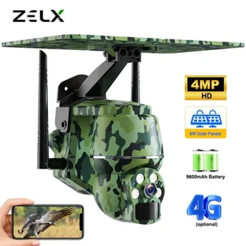 4G Duaithníocht Ceamara Gréine Battery 4MP HD Allamuigh Leathan Uillinn 4X Digiteach Zúmáil Uiscedhíonach Fiadhúlra Braite Cam Fiach Fiadhúlra CCTV