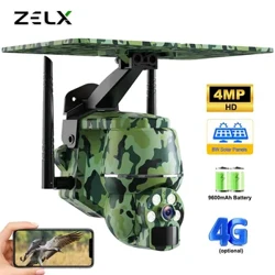 4G Duaithníocht Ceamara Gréine Battery 4MP HD Allamuigh Leathan Uillinn 4X Digiteach Zúmáil Uiscedhíonach Fiadhúlra Braite Cam Fiach Fiadhúlra CCTV