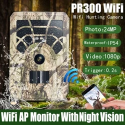Cameră Wifi pentru trasee de vânătoare 24MP 1080P Impermeabil PIR cu infraroșu Viziune nocturnă Cameră pentru animale sălbatice Monitor de urmărire pentru supraveghere Mini cameră