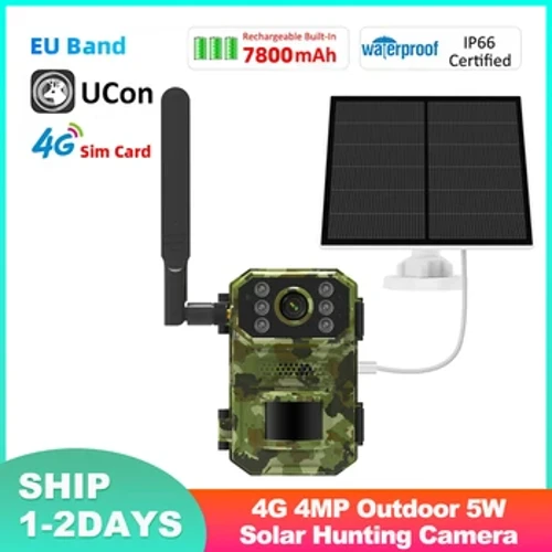 4MP 5W Outdoor Wildlife Movement Activation Triggers Waterproof Hunting Tracking Camera UCON EU 7800mAh Battery 4G Night Vision