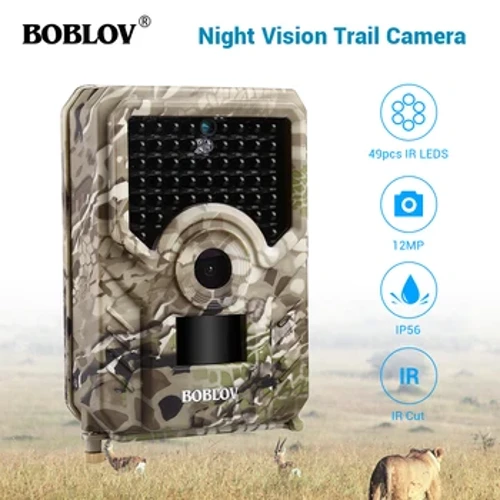 I-BOBLOV PR200 12MP 49PCS IR Leds Trail Hunting Ikhamera Ikhamera Yangaphandle Yevidiyo Engangeni Wamanzi Yokugada Izilwane Zasendle Amakhamera Wesithombe Izicupho w/ibhande