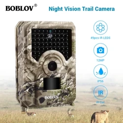BOBLOV PR200 12MP 49 Chiếc Đèn LED Hồng Ngoại Đường Mòn Săn Bắn Camera Chống Nước Ngoài Trời Giám Sát Video Động Vật Hoang Dã Máy Ảnh Ảnh Bẫy W/Dây