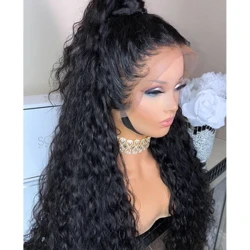 Braziliýaly ýokary ponytail tebigy tolkun doly dantelli adam saçly saçly çaga saçlary 180 dykyzlygy 4x4 küpek bazasy dantelli öň parikler Remy saç