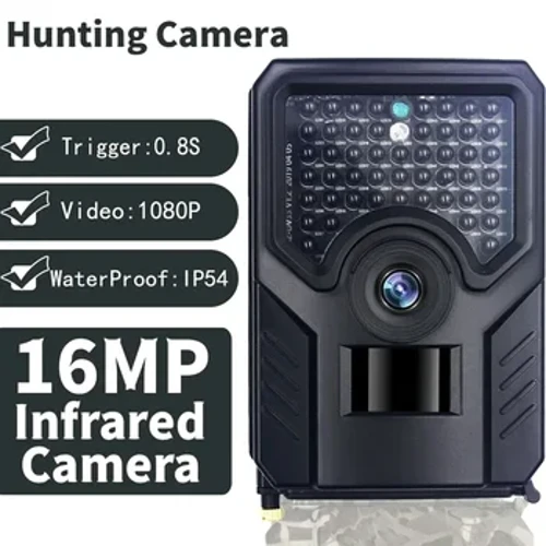 Ikhamera ye-Mini Hunting Trail ye-IP54 engenamanzi 16MP 1080P PIR Infrared Night Vision Wildlife Cam Surveillance Tracking Monitor Camera