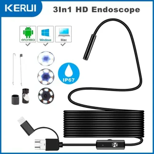 7 MM Android endoskopa kamera 3 IN1 mikro USB C tipa borescope minikamera ūdensnecaurlaidīga LED automašīnas pārbaude datoram HUAWEI XIAOMI