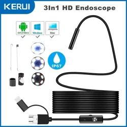 7 mm „Android“ endoskopo kamera 3 „IN1 Micro USB“ C tipo borescope mini fotoaparatas vandeniui atspariam LED automobilio patikrinimui „Huawei Xiaomi“ kompiuteriui