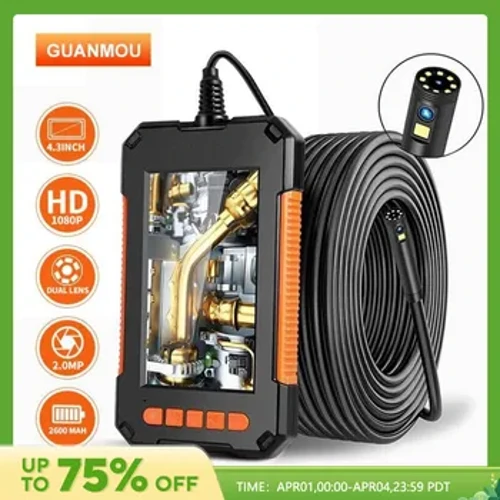 Ceamara Endoscope Tionsclaíoch 1080P 4.3 "Dé-lionsa Aonair HD1080P Cigireacht Gluaisteán Borescope IP68 Uiscedhíonach Ceamara Séarach Le stiúir