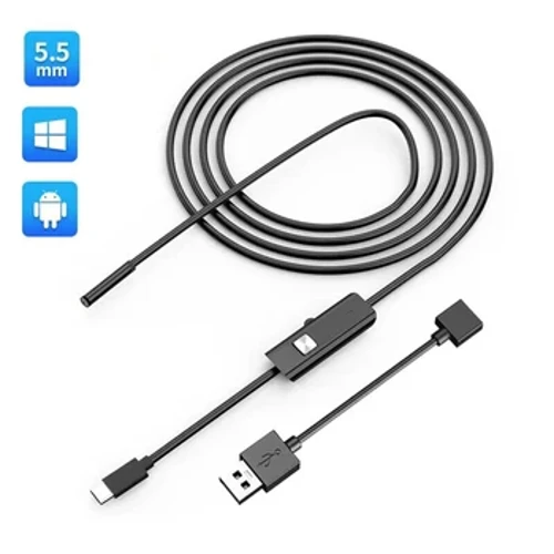 Mini Endoskop Kamera Suw geçirmeýän Endoskop Düzülip bilýän şnur 6 LED 5.5mm Android Type-C USB awtoulag barlag kamera turba barlagy