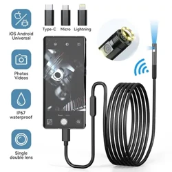 Kamera endoskopowa z pojedynczym/dwuobiektywowym Wi-Fi Android Mini kamera inspekcyjna samochodu dla Iphone IOS wodoodporny boroskop rurociągu typu C