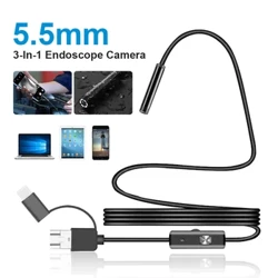 5.5mm İnce Borescope Kısılabilir Endoskop Kamera Işık ile 6LED Gözlem Kamerası Android için Su Geçirmez Kamera Araba Tamiri için