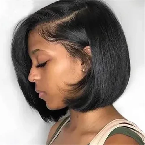 Parrucca Bob diritta senza colla Parrucche anteriori in pizzo per capelli umani per le donne Parrucca frontale in pizzo HD Evidenzia parrucca Bob umana pronta da indossare