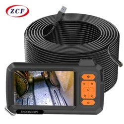 Endoskopkamera 4,3 tums skärm Utbytbar 1-100 meter styv kabel HD1080P 8MM Linsrör Inspektion USB Borescope LED 2600mAh