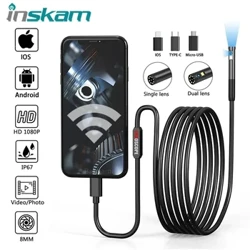ANESOK-cámara endoscópica de lente única/Dual, Mini cámara endoscópica de inspección Android, endoscopio para teléfonos inteligentes tipo C e IOS, 2MP