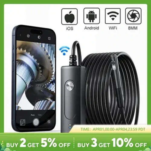 WiFi Endoskop Kamera 2MP Single & Dual Lens Wireless Borescope Inspektiounskamera Waasserdicht Hard Pipe Kamera Fir Android IOS