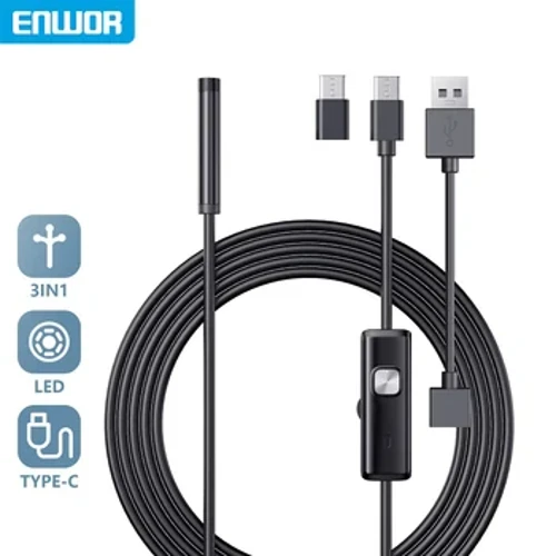 ENWOR Priemyselná endoskopická kamera IP67 Vodotesná 5,5 mm 7 mm 3V1 Pre telefóny s Androidom PC USB endoskopická kamera 6LED nastaviteľná