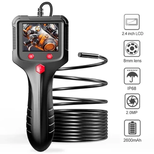 Camera Endosgop Llaw gyda Camera Borescope Sgrin HD IPS HD 2.4 Modfedd Neidr Gludadwy gyda 6 Goleuadau Dan Arweiniad Ar gyfer Endosgop Car Carthffos