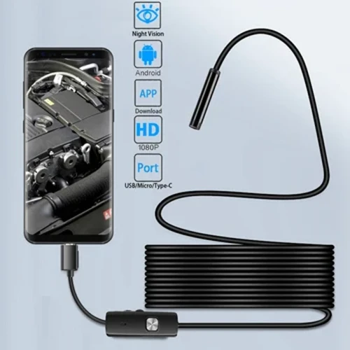 5MM Endoscoop Kamera 3 An 1 USB/Micro USB/Typ-C Borescope Android App nëmmen Kamera Endoskop