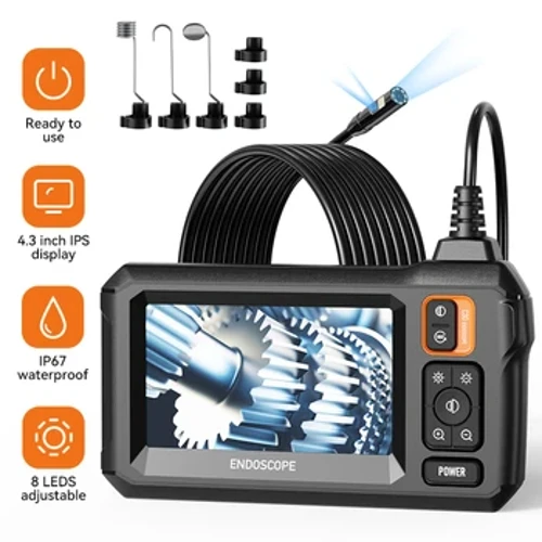 Endoskopska kamera s dvostrukom i jednom lećom s 1080P 8 mm 4,3" IPS zaslonom IP67 vodootpornim boroskopom za inspekciju cijevi u automobilu 2000 mAh