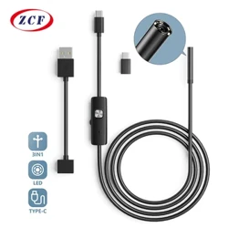 Mini câmera endoscópica android 5.5mm 7mm, 3 em 1, micro usb tipo-c, boroscópio à prova d'água, led, inspeção de carro para sumsang huiwei pc an98