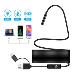 3in1 endoskopa kamera mini čūska kanalizācijas rūpnieciskais cauruļvads Borescope automašīnas pārbaude endoskopisks datoram USB Android tipa C