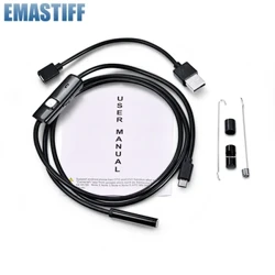 Ceamara Endoscope 7mm Solúbtha IP67 Uiscedhíonach Micrimhilseogra USB Ceamara Endoscope tionsclaíoch do Android Fón PC 6LED Adjustable
