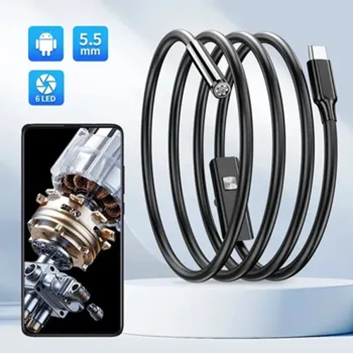 Endoscope USB pour Téléphone Android OTG 5,5 mm Inspection de la cote de serpent IP67 IP67 avec 6 lumières LED pour le type C