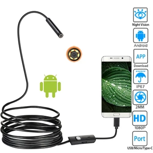 Video Industria Endoscop Tip C Boroscop pentru OTG Android Windows PC 5mm Cameră șarpe de inspecție Cordon semi-rigid rezistent la apă