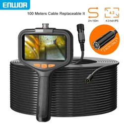 Caméra endoscopique portative HD1080P de 4.3 pouces, câble rigide de 2 à 100m, Endoscope fendu, caméra étanche pour Inspection des égouts et des voitures, 2.0MP