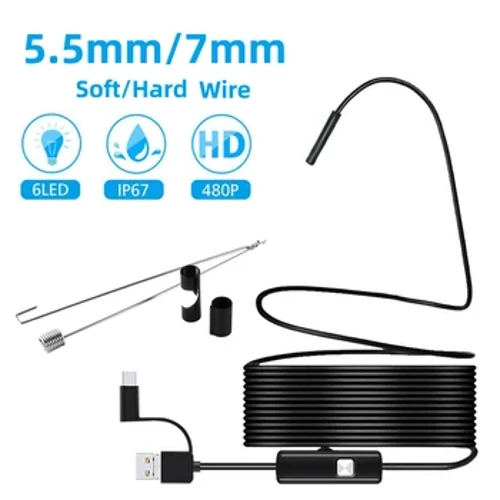 5.5 มม./7 มม.HD 3 ใน 1 OTG Android กล้อง Endoscopio Borescope IP67 กันน้ำท่อระบายน้ำอุตสาหกรรมโทรศัพท์มือถือ endoscopy ท่อ Endoscopy