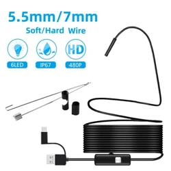 5,5 mm/7 mm HD 3 in 1 OTG Android Endoskopkamera Endoskop IP67 Wasserdichtes Kanalisations-Industrie-Mobilendoskop Rohrleitungsendoskopie