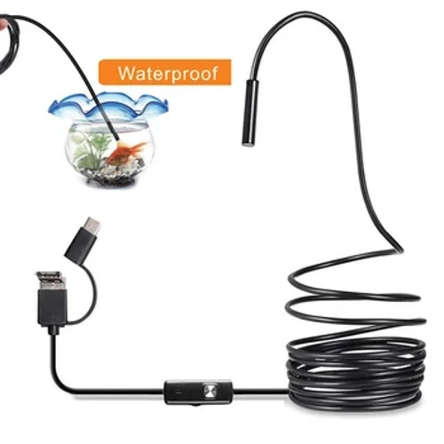 პრაქტიკული 7 მმ Android ენდოსკოპი 3-ში 1 USB/Micro USB/Type-C ბორესკოპის ინსპექტირების კამერა წყალგაუმტარი IP67 სმარტფონის კომპიუტერებისთვის