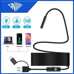 Dannan 1080P Camera Nội Soi Rắn Cống Đường Ống Công Nghiệp Borescope Xe Kiểm Tra Nội Soi 3In1 Cho USB Pc Android Loại C