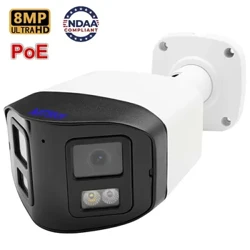 Telecamera IP Onvif panoramica grandangolare a 180° Telecamera di sicurezza alimentata POE con audio bidirezionale a doppia lente da 8 MP Rilevamento di persone e veicoli