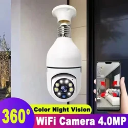 Telecamera panoramica da 4.0MP Telecamera IP wireless WiFi HD Telecamera di sicurezza Girevole a 360° 1080P Lampada a luce bianca Visione notturna