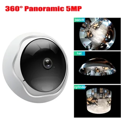 HD WiFi Kamera 5.0MP Fish Eye 360 ​​derajat Mini Nirkabel IP Camera Panoramic karo Night Vision two way audio CCTV Kamera Video