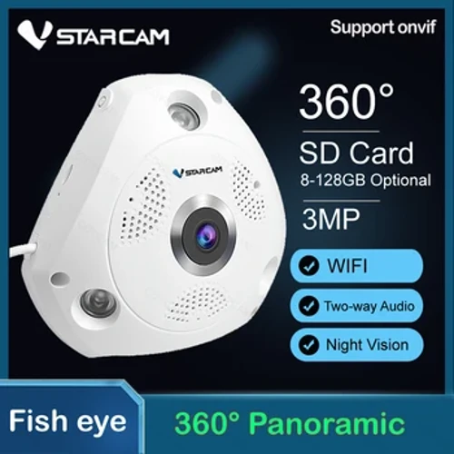 Vstarcam 360 graus panorâmica wifi câmera 3mp fisheye câmera ip 3d vigilância câmera de segurança ir visão noturna intercomunicador em dois sentidos