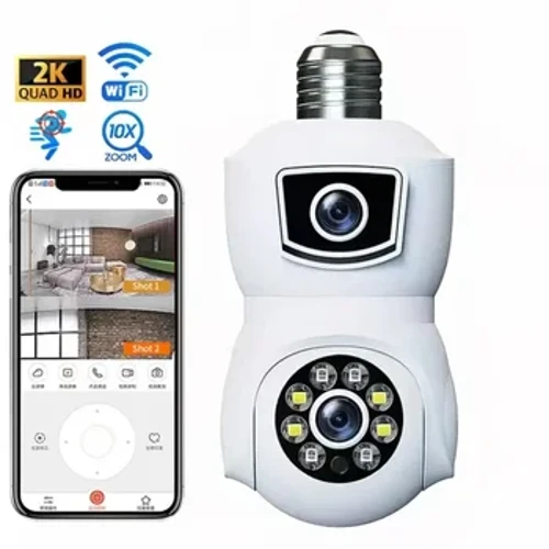 E9 Dual Lens Bulb Light Camara Indoor Night Vision Wireless Smart Camera 360 Degree Panoramic Wifi Bulb Dome Socket Network Прыйшла
