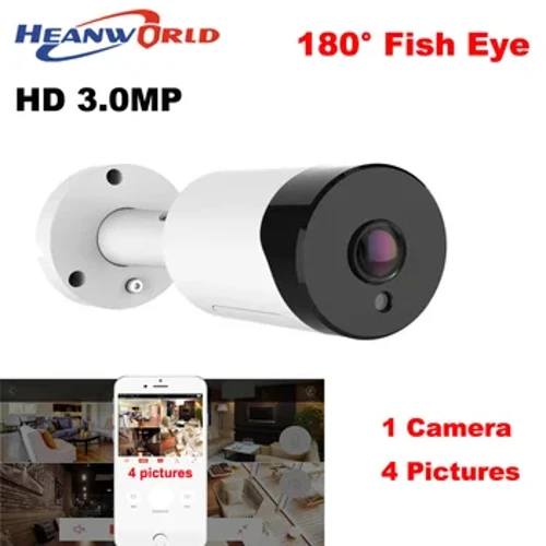 Heanworld HD Toàn Cảnh 180 Độ Ống Kính Mắt Cá PoE IP 3.0MP Ngoài Trời Chống Nước Camera Quan Sát Mạng Tầm Nhìn Ban Đêm